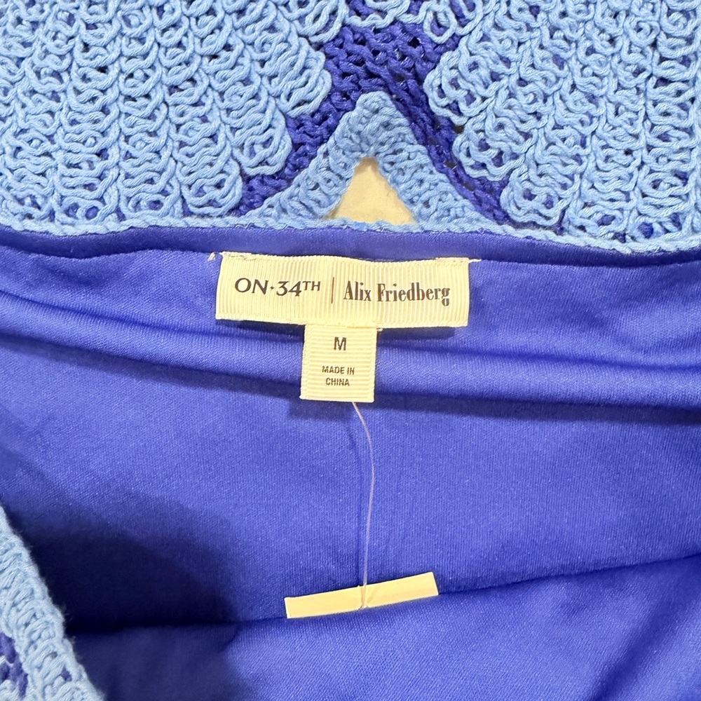 On 34th x Alix Friedberg Blue Lace 2-Piece Set NWT Scalloped Hem Top L Skirt M - Picture 7 of 12